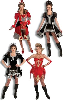 ROYALTY QUEEN OF HEARTS SPADES DIAMONDS CLUBS ADULT WOMENS FANCY DRESS COSTUME