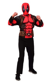 Deadpool Muscle Chest Shirt & Deadpool Mask