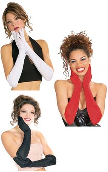 Long Formal Opera Gloves Red Black White