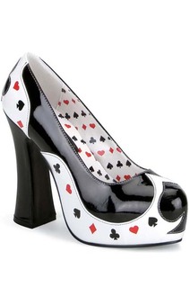 Queen of Hearts Playing Card Adult High Heels