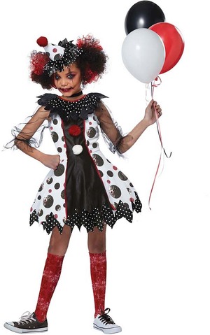 Creepy Clown Girl Child Costume