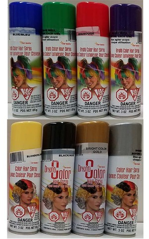 Hairspray Red Green Blue Purple Black Silver Blonde Gold