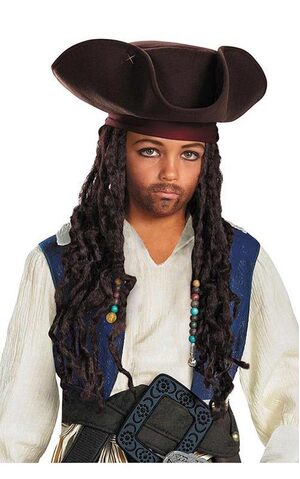 Jack Sparrow Childs Pirate Hat Beaded Braid Wig