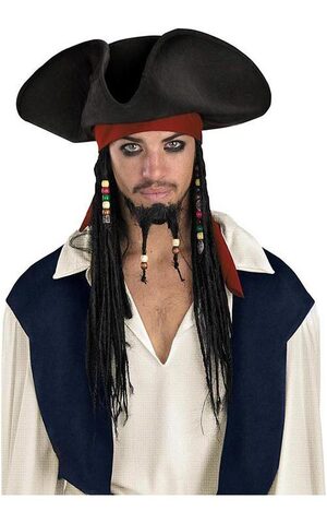 Jack Sparrow Adult Pirate Hat With Braids