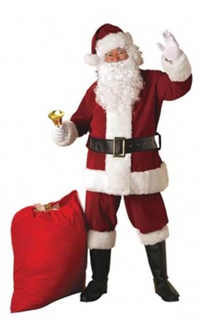 Regal Crimson Deluxe Plush Santa Suit Adult Costume