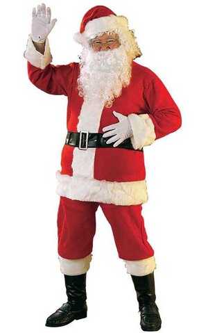 Flannel Santa Suit Adult Costume Includes Wig & Beard