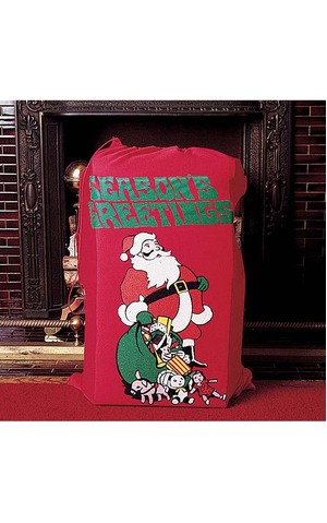 Printed Flannel Santa Bag Christmas Stocking