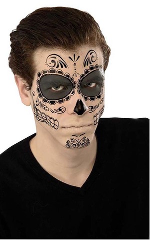 Skeleton Day Of The Dead Adult Face Tattoo