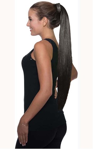 Black Long Ponytail Clip Costume Hair Extension