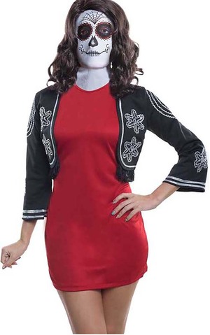 Day Of The Dead Adult Female Mask With Wig