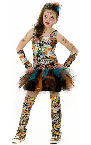 Graffiti Girl Punk Rock Child Costume