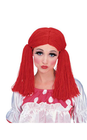 Rag Doll Girl Red Adult Wig