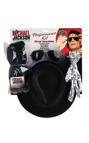 Michael Jackson Wig, Glove, Hat & Glasses Costume Set