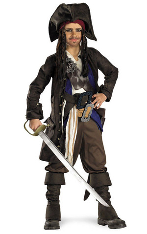 Prestige Captain Jack Sparrow Pirate Pre Teen Costume