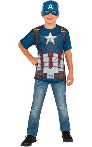 Captain America Child Costume Top T-shirt & Mask