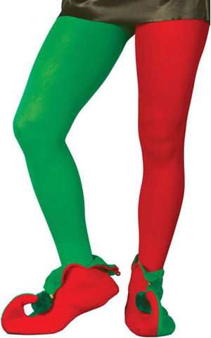 Elf Green and Red Tights Christmas Stockings