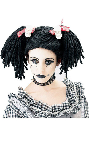 Gothic Black Rag Doll Wig