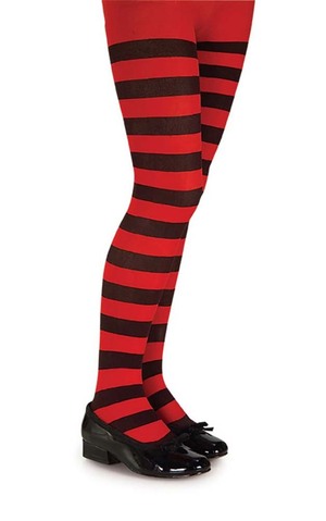 Red & Black Child Striped Tights Pantyhose Costume Accessory