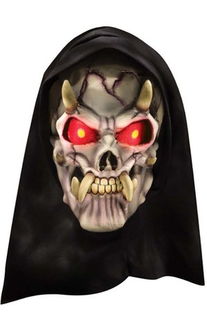 Horned Demon Latex Mask & Hood