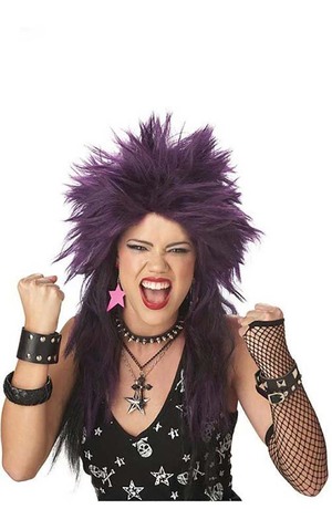 Rock It Purple 1980s Adult Wig
