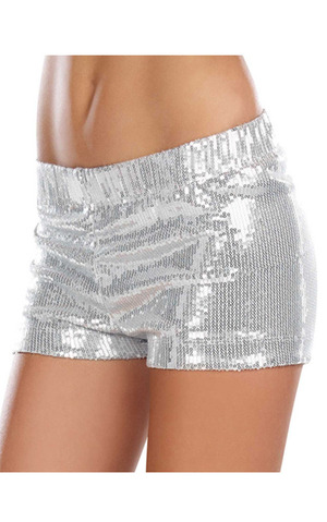 Silver Sequin Sparkly Hot Pants Shorts