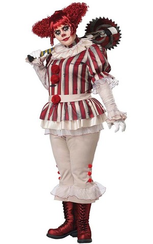 Sadistic Clown Plus Adult Scary Evil Costume