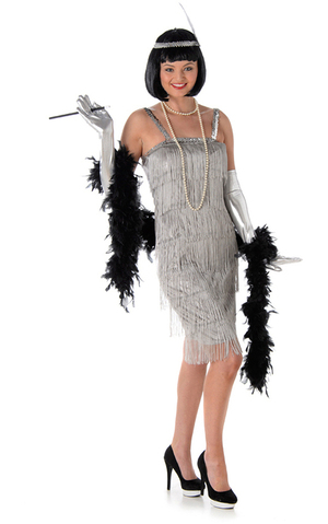 Silver Flapper Adult Charleston Gatsby Costume