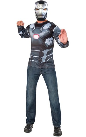 War Machine Adult Iron Man Costume Top T-shirt & Mask
