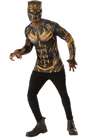 Killmonger Adult Costume Top T-shirt & Mask