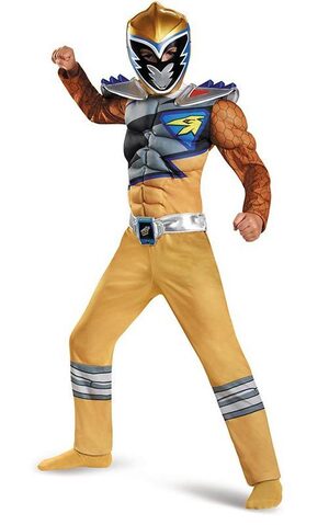 Gold Power Ranger Dino Charge Child Muscle Costume