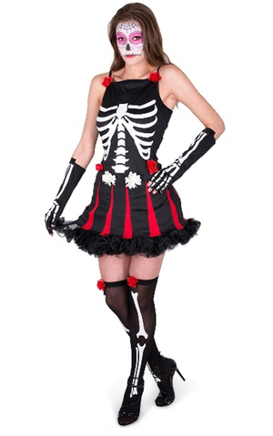 Day Of The Dead Mexican Red Dress Adult Costume