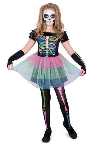 Girl's Skeleton Bones Tutu Child Costume
