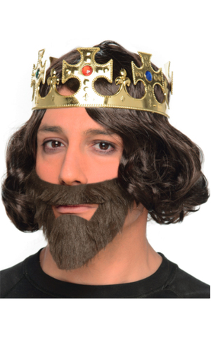Medievil King Knight Wig Beard And Crown