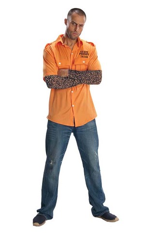 Prisoner Convict Shirt Tattoo sleeves Adult Costume