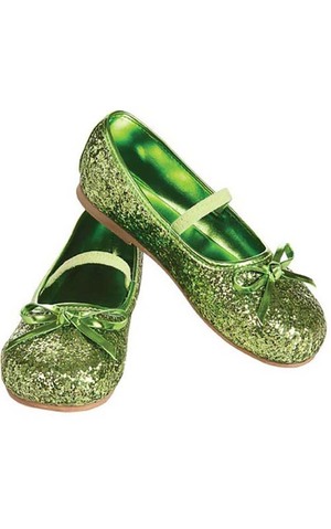 Green Glitter Flats Child Tinkerbell Shoes