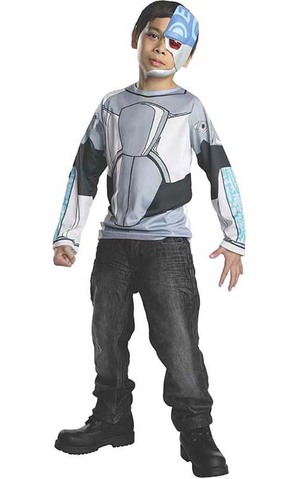 Cyborg Teen Titans T-shirt & Mask Child Costume Top