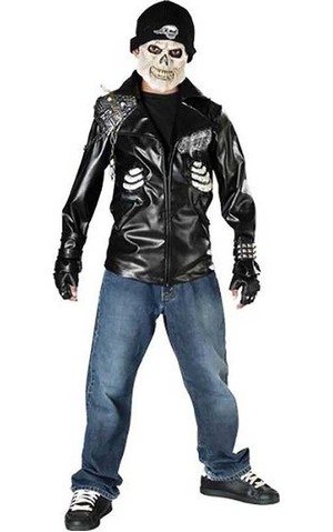 Death Rider Teen Skeleton Biker Costume
