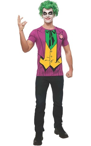 Joker Costume Top T-shirt & Wig