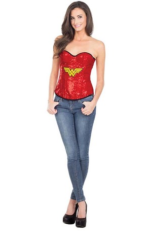 Wonder Woman Sequin Adult Superhero Corset