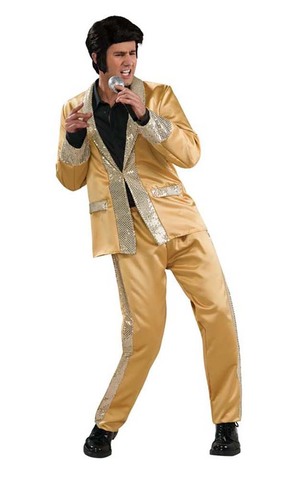 Elvis Deluxe Gold Satin suti Adult Costume