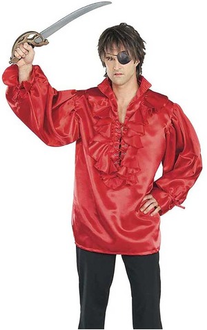 Red Satin Pirate Shirt Adult Costume