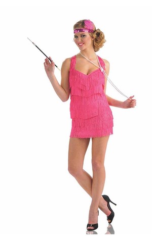 Pink Lindy And Lace Flapper Adult Costume
