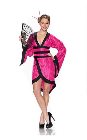 Gorgeous Geisha Fuchsia Adult Japanese Kimono Costume
